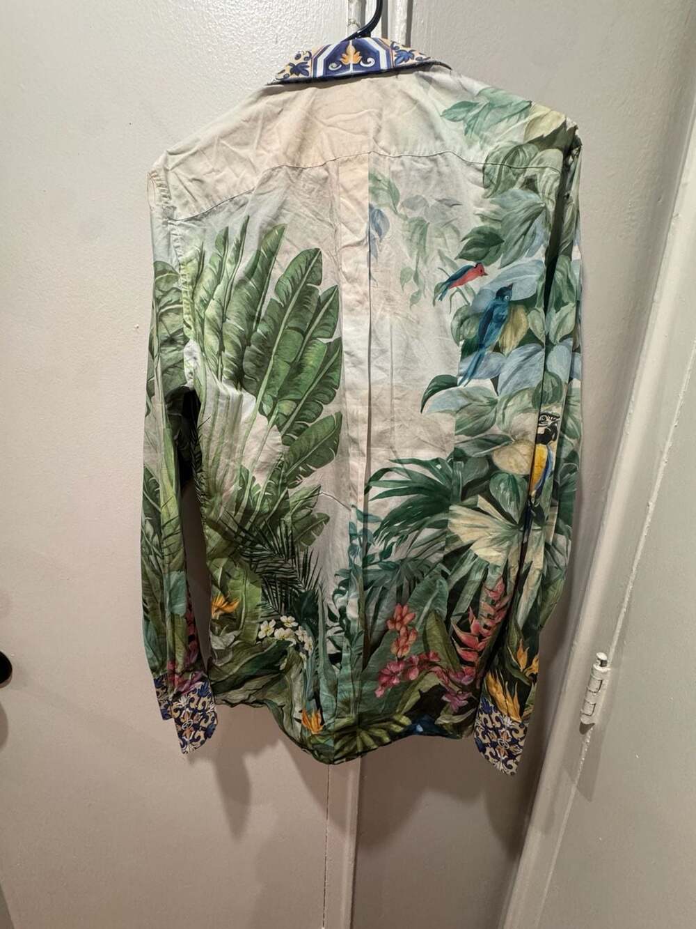 Dolce & Gabbana Gold Fit Tropical Jungle Forest Print Button-Down Shirt - Picture 2 of 9